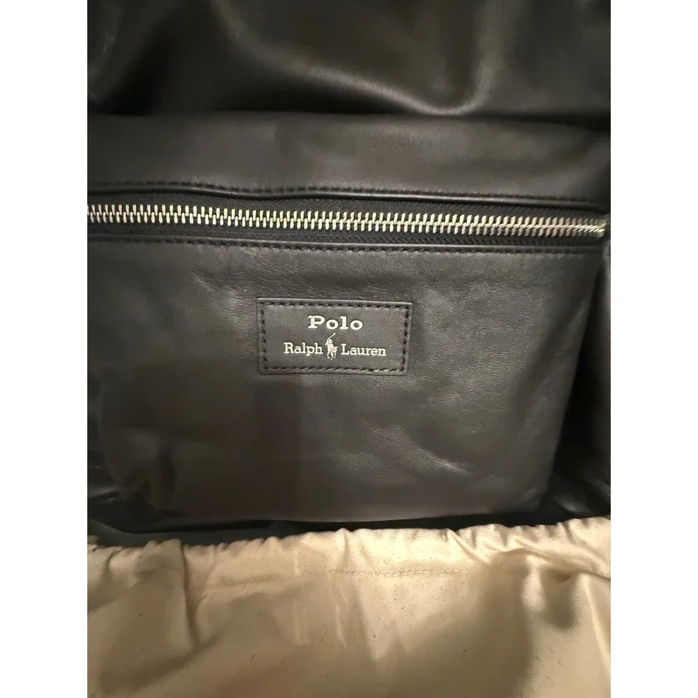 Polo Ralph Lauren Black Pebbled Leather Backpack 405962452001 NWT